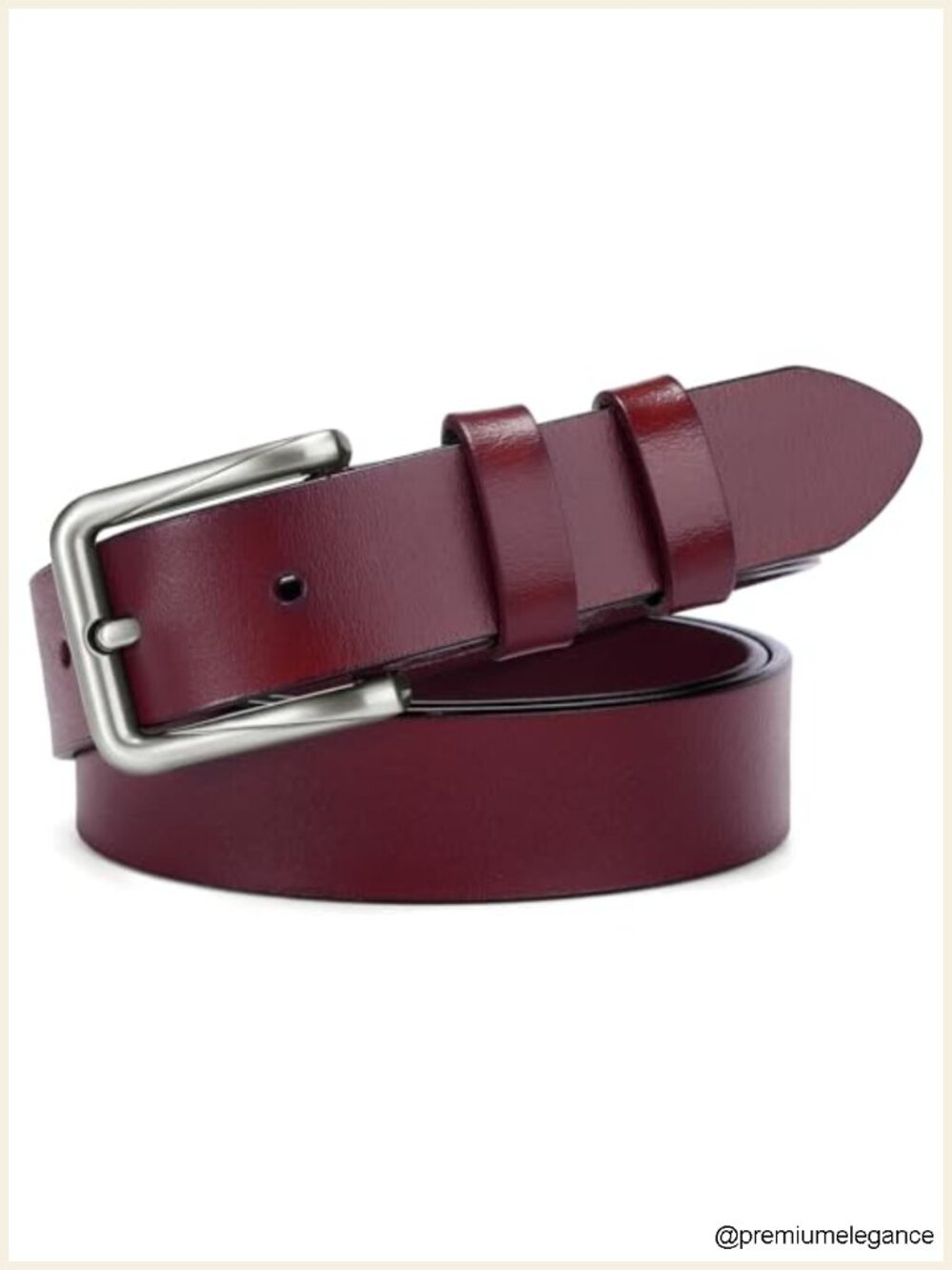 Genuine Leather Women's Belt with Silver Buckle for Jeans, Pants, Dresses